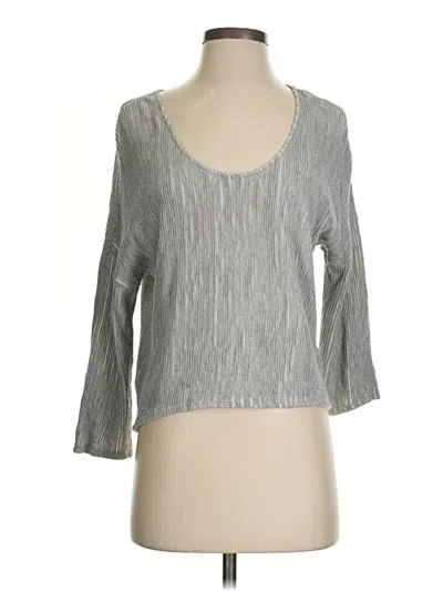 Pre-owned Lanston 3/4 Sleeve Top Gray Scoop Neck Tops