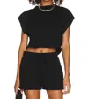 Lanston Crop Turtleneck Tank In Black In Black