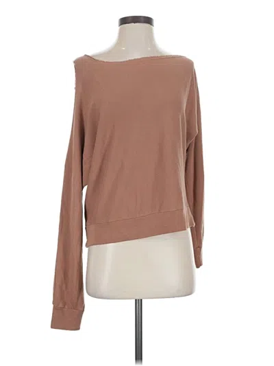 Pre-owned Lanston Long Sleeve Top Brown One Shoulder Neckline Tops
