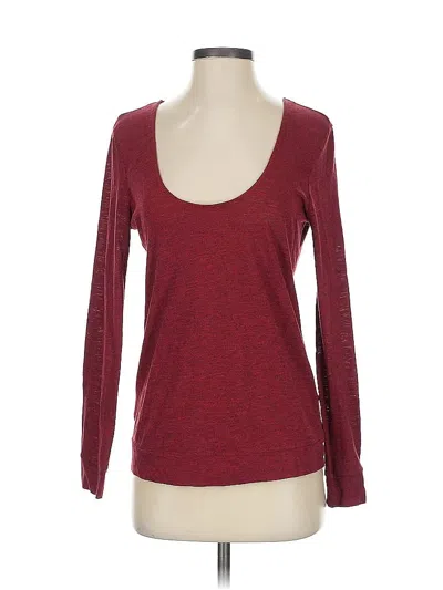 Pre-owned Lanston Long Sleeve Top Burgundy Scoop Neck Tops