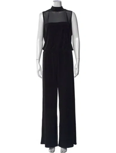 Pre-owned Lanston Mock Neck Jumpsuit In Black