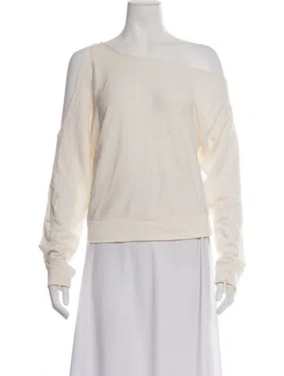 Pre-owned Lanston Off-the-shoulder Long Sleeve Sweatshirt In Neutrals