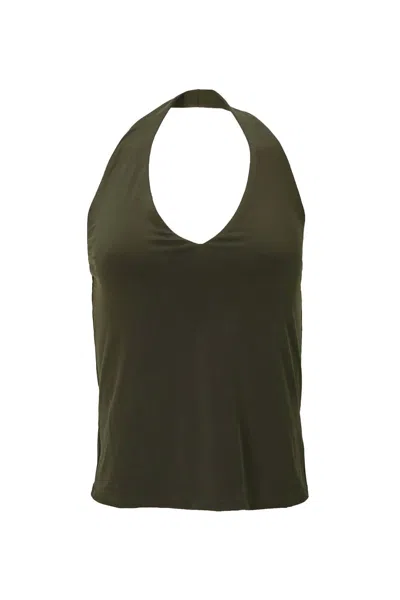 Lanston Philosophy Halter Top In Army In Green