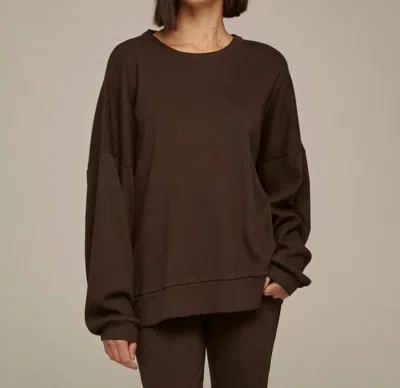 Lanston Porter Ribbed Oversized Crewneck Pullover Top In Umber In Brown