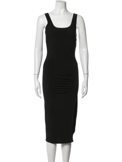 Pre-owned Lanston Scoop Neck Midi Length Dress In Black