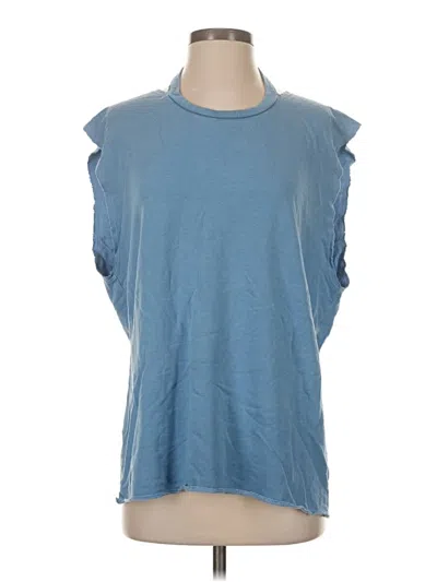 Pre-owned Lanston Sleeveless Top Blue Ruffles Neckline Tops