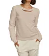 Lanston Twist Neck Pullover Sweatshirt In Oat In Multi