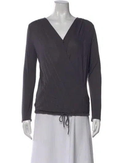Pre-owned Lanston V-neck Long Sleeve Top In Gray