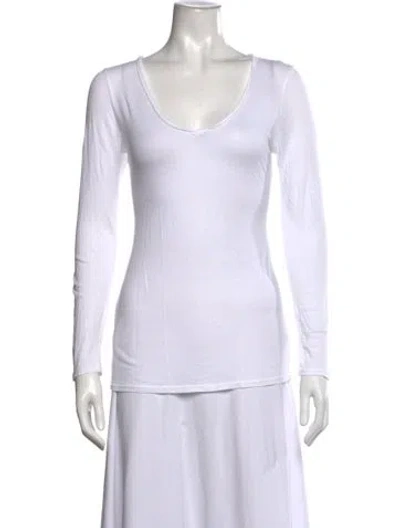 Pre-owned Lanston V-neck Long Sleeve T-shirt In White