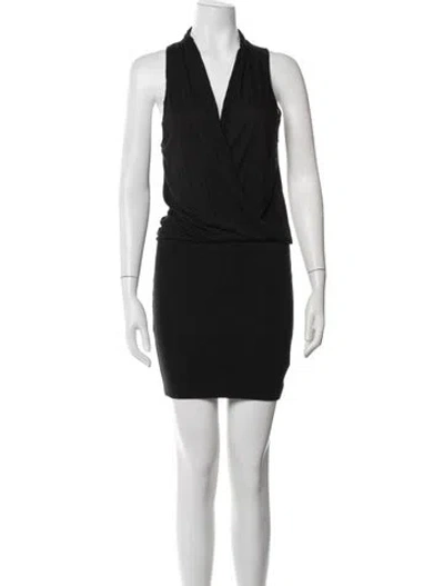 Pre-owned Lanston V-neck Mini Dress In Black