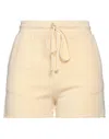 Lanston Woman Shorts & Bermuda Shorts Pastel Yellow Size L Cotton, Tencel