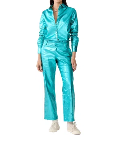 Lanthropy Astro Metallic Jeans In Turquoise In Blue