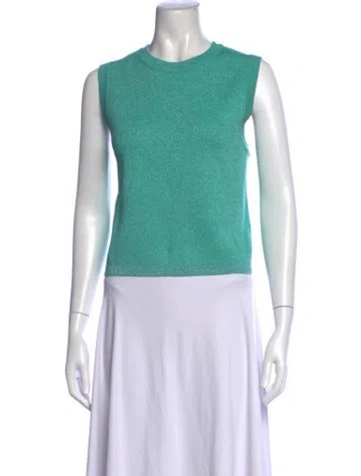 Pre-owned Lanthropy Crew Neck Sleeveless Top In Green