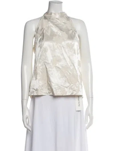 Pre-owned Lanthropy Floral Print Halterneck Top In White