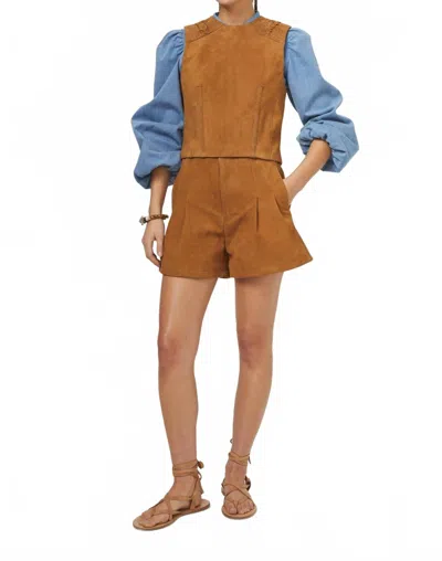 Lanthropy Frida Shorts In Suede In Brown