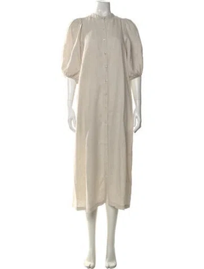 Pre-owned Lanthropy Linen Long Dress In Neutral