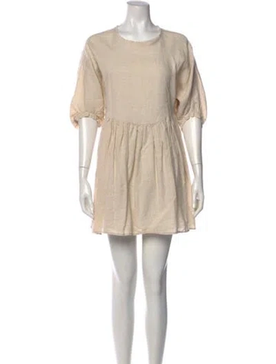 Pre-owned Lanthropy Linen Mini Dress In Neutral