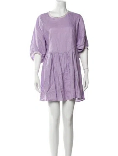 Pre-owned Lanthropy Linen Mini Dress In Purple