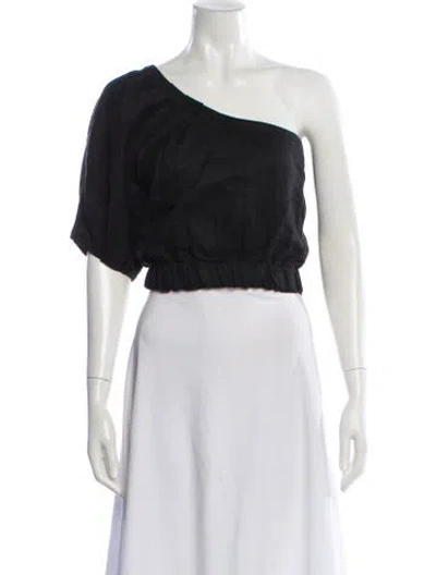 Pre-owned Lanthropy Linen One-shoulder Top In White