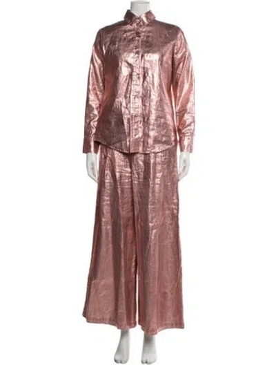 Pre-owned Lanthropy Linen Pant Set W/ Tags In Pink