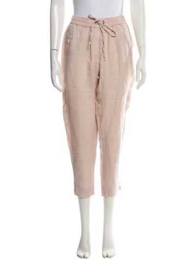 Pre-owned Lanthropy Linen Straight Leg Pants In Pink