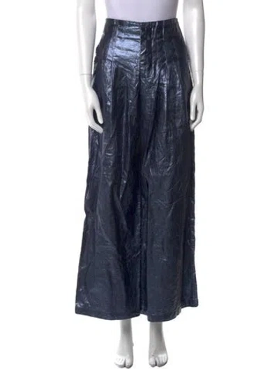 Pre-owned Lanthropy Linen Wide Leg Pants In Blue