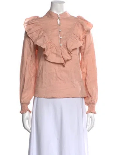 Pre-owned Lanthropy Long Sleeve Blouse In Pink