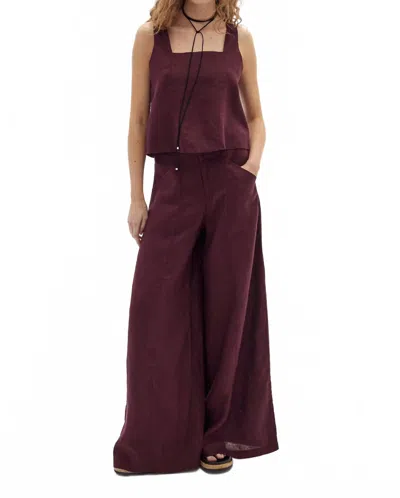 Lanthropy Vincent Linen Pants In Deep Merlot In Brown