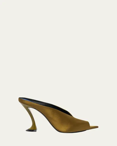 Lanvin 100mm Satin Mule Pumps In Gold