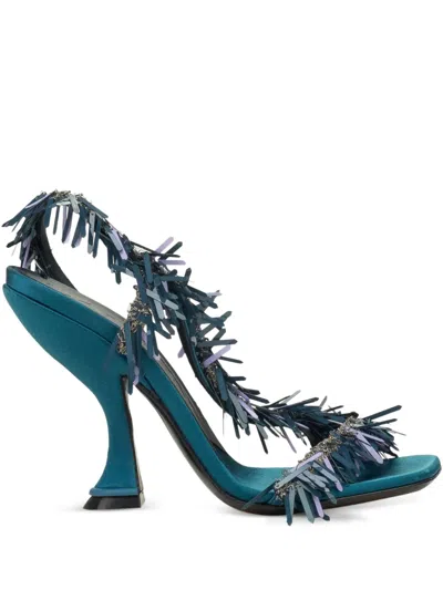 Lanvin 105mm Rita Fringe-embellished Sandals In Blue