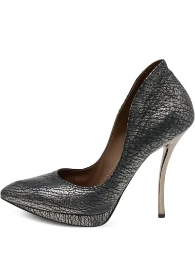 Pre-owned Lanvin 120mm Metallic-finish Leather Pumps