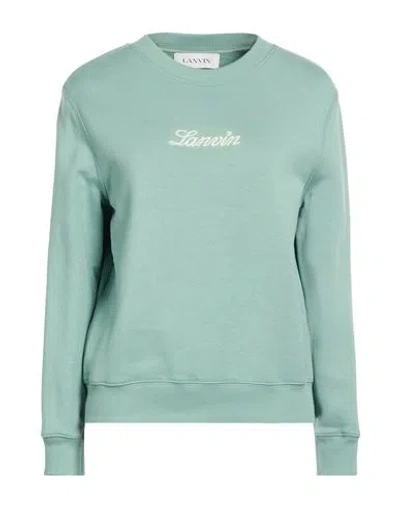 Lanvin Woman Sweatshirt Sage Green Size Xs Cotton In Blue