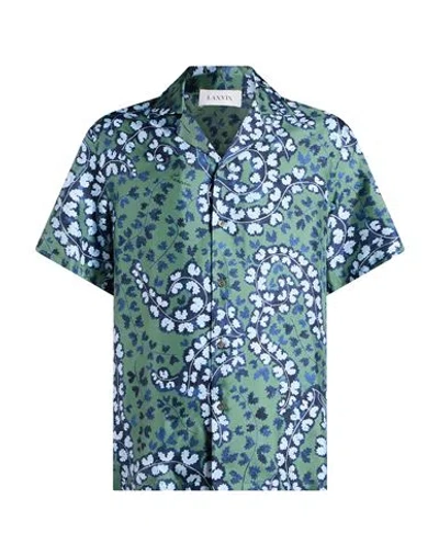 Lanvin Man Shirt Green Size 15 ½ Silk