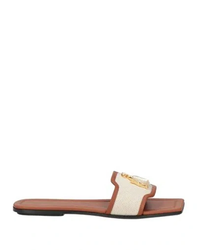 Lanvin Woman Sandals Tan Size 5 Leather, Textile Fibers