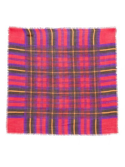 Pre-owned Lanvin 1970s Tartan-check Scarf In Red