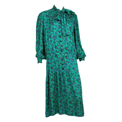 Pre-owned Lanvin 1975  Haute Couture Silk Dress Numbered In Blue
