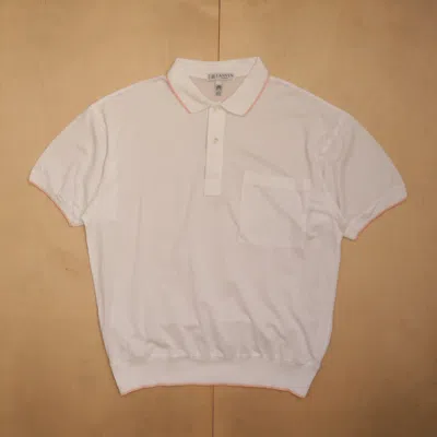 Pre-owned Lanvin 1980s  Paris Ethnic Boxy Polo Shirt In White