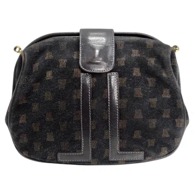 Pre-owned Lanvin 1980s Suede Clutch In Black