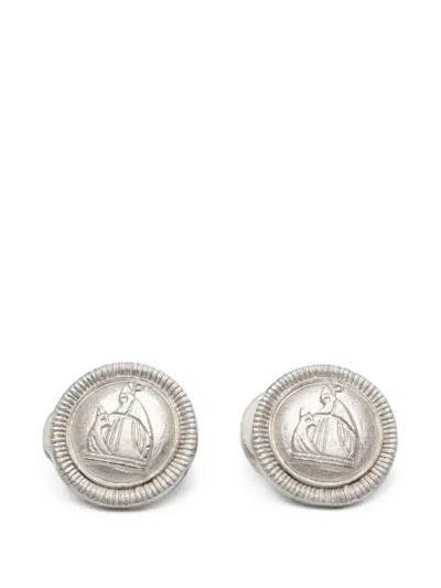 Pre-owned Lanvin 1990s Mother And Child Cufflinks In Silver