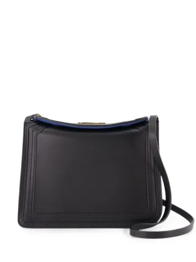 Lanvin Compagnon 16 Asymetrical Leather Shoulder Bag In Black