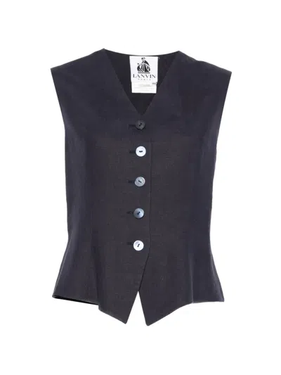 Pre-owned Lanvin 2000s V-neck Button-up Waistcoat In Blue