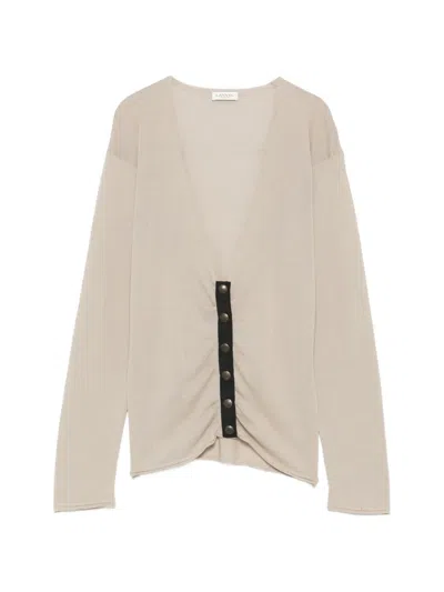 Pre-owned Lanvin 2000s V-neck Top In Neutrals