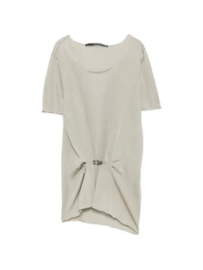 Pre-owned Lanvin 2004 Draped Hook-fastening Blouse In Neutrals