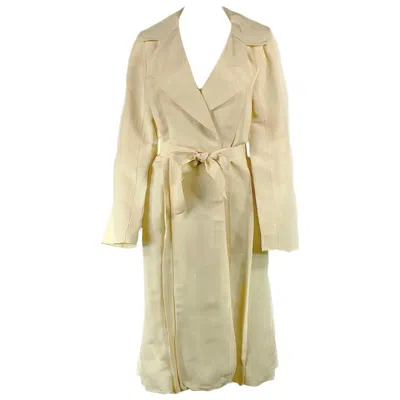 Pre-owned Lanvin 2006  Cream/ Ivory Linen Coat Size 40 In White