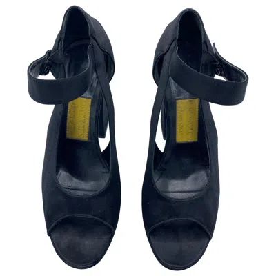 Pre-owned Lanvin 2007  Black Suede High Heels Sandals, Size 39