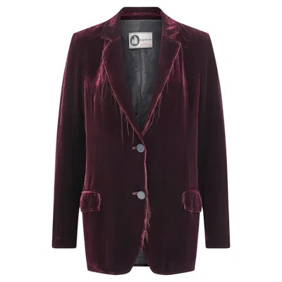 Pre-owned Lanvin 2010s  Silk Velvet Plum Unfinished Hem Jacket In Black