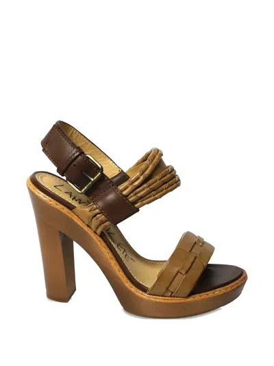 Pre-owned Lanvin 2012 Wooden Accent Heels Pumps In Brown