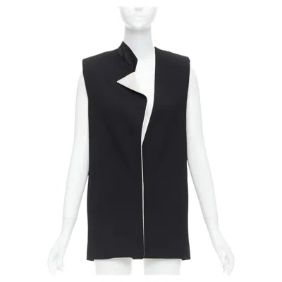 Pre-owned Lanvin 2013 Black Cream Wool Silk Trimmed Padded Boxy Vest Fr36 S In White