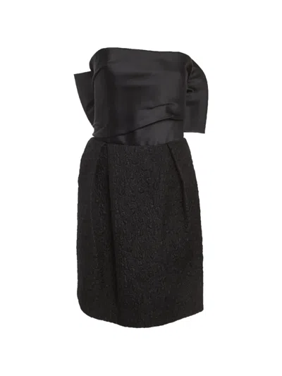 Pre-owned Lanvin 2013 Bow-detail Strapless Midi Dress In Black