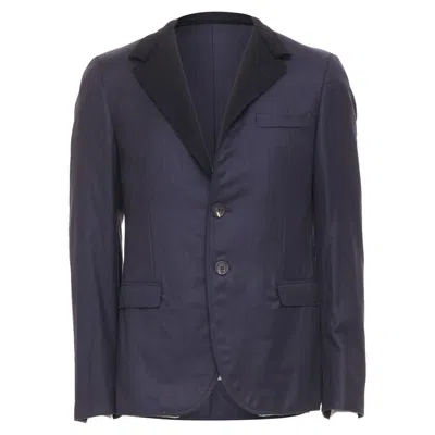 Pre-owned Lanvin 2014 Pinstripe Wool Peak Lapel Tuxedo Blazer In Black